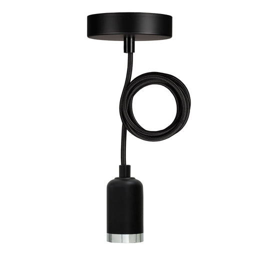 Bailey - 141479 - Pendant Bari E27 Black 1.5M 2C Black Light Bulbs Bailey - The Lamp Company