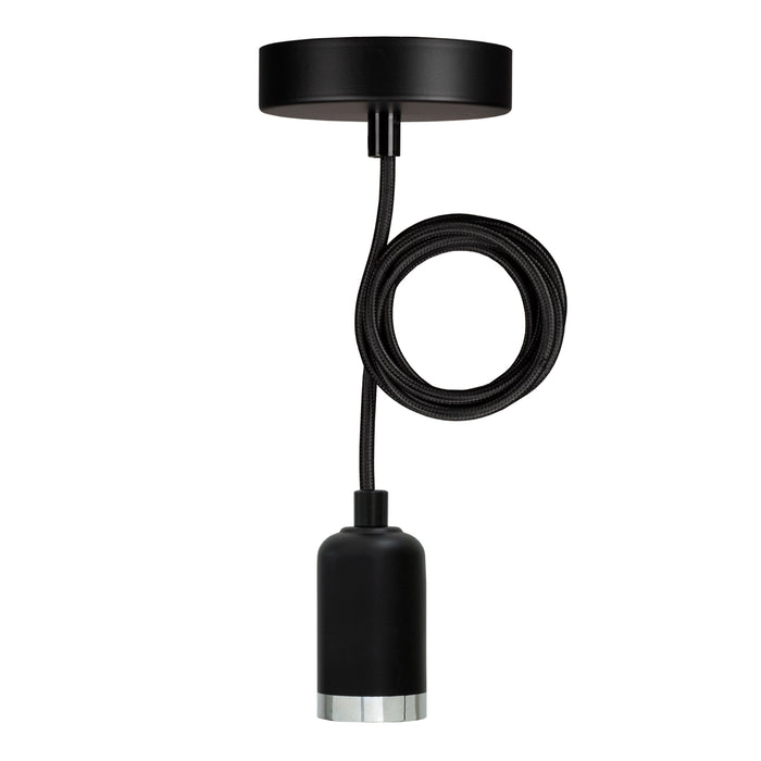 Bailey - 141479 - Pendant Bari E27 Black 1.5M 2C Black Light Bulbs Bailey - The Lamp Company