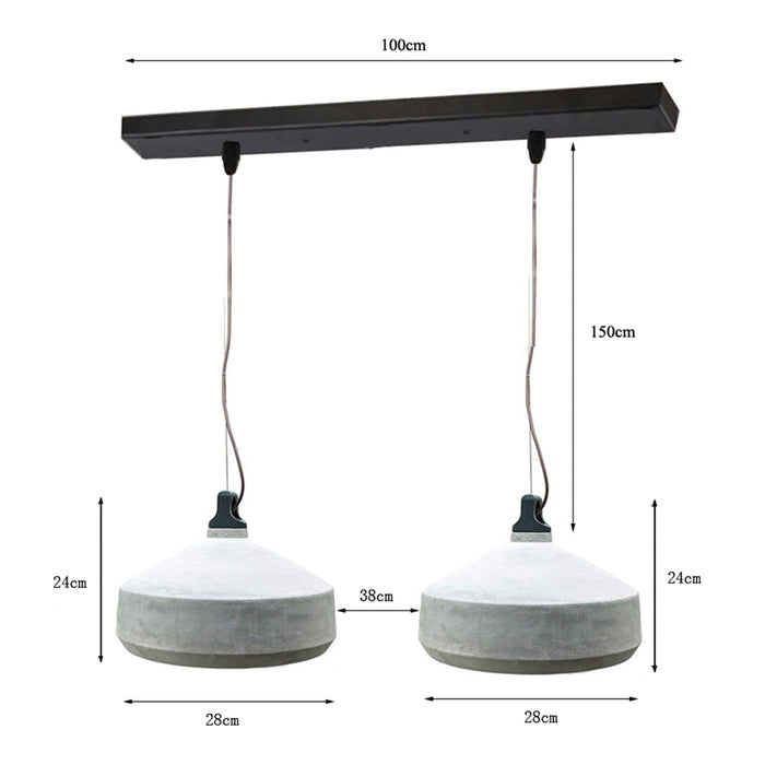 Bailey 141575 - Concrete Pendant 2 Lights E27 1.5M Black Suspension Bailey Bailey - The Lamp Company