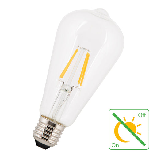 Bailey - 141866 - LED FIL Night Sensor ST64 E27 4W (35W) 400lm 827 Clear Light Bulbs Bailey - The Lamp Company