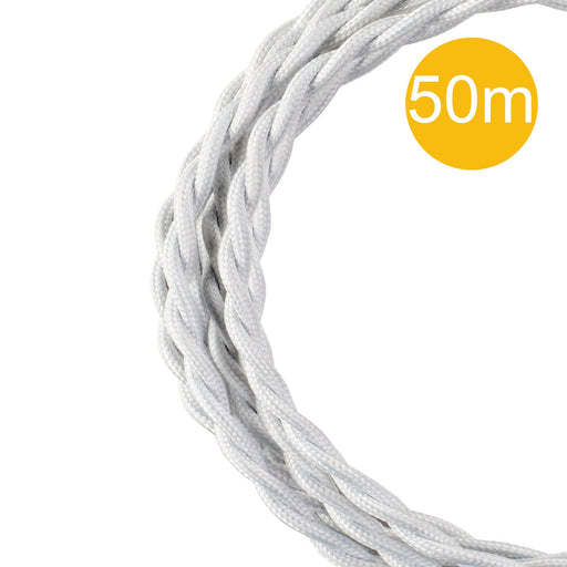 Bailey - 145040 - Textile Cable Twisted 3C 50M White Light Bulbs Bailey - The Lamp Company
