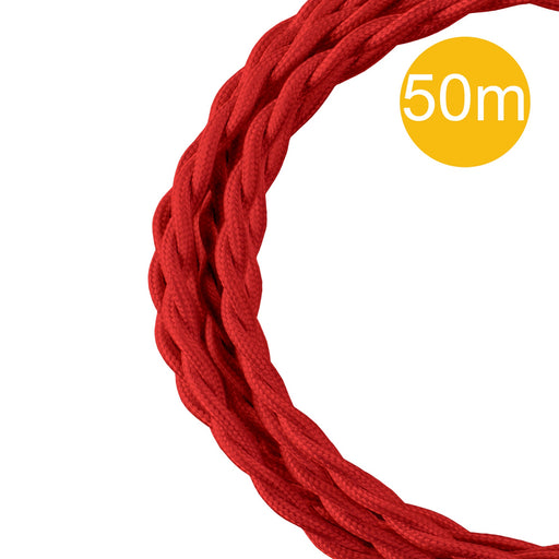 Bailey - 145041 - Textile Cable Twisted 3C 50M Red Light Bulbs Bailey - The Lamp Company