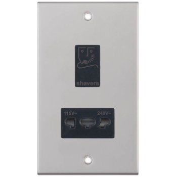 Selectric 5M Satin Chrome 115/230V Dual Voltage Shaver Socket with Black Insert