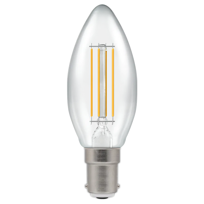 Crompton 18785 LED 5.9W 2700K Candle Dimmable Filament Clear SBC-B15 Bulb