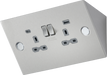Knightsbridge SKR2 Under Cabinet 13A 2G Socket with Dual USB A+C [5V DC 4.0A shared] - Stainless Steel