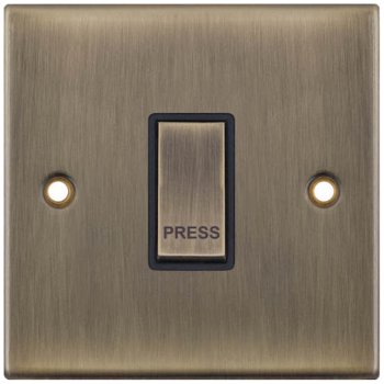 Selectric 5M Antique Brass 1 Gang 10A Push to Make Switch with Black Insert