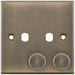 Selectric 5M Antique Brass 1 Gang Twin Aperture Dimmer Plate with Matching Knobs