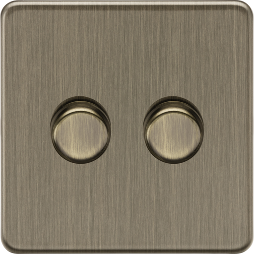 Knightsbridge SF2192AB 2G 2-way 10-200W (5-150W LED) Intelligent dimmer - Antique Brass