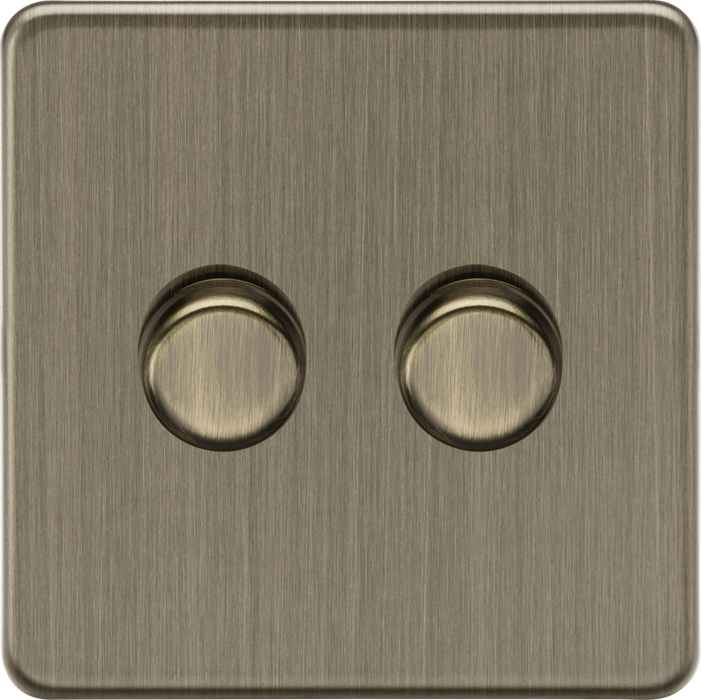Knightsbridge SF2192AB 2G 2-way 10-200W (5-150W LED) Intelligent dimmer - Antique Brass