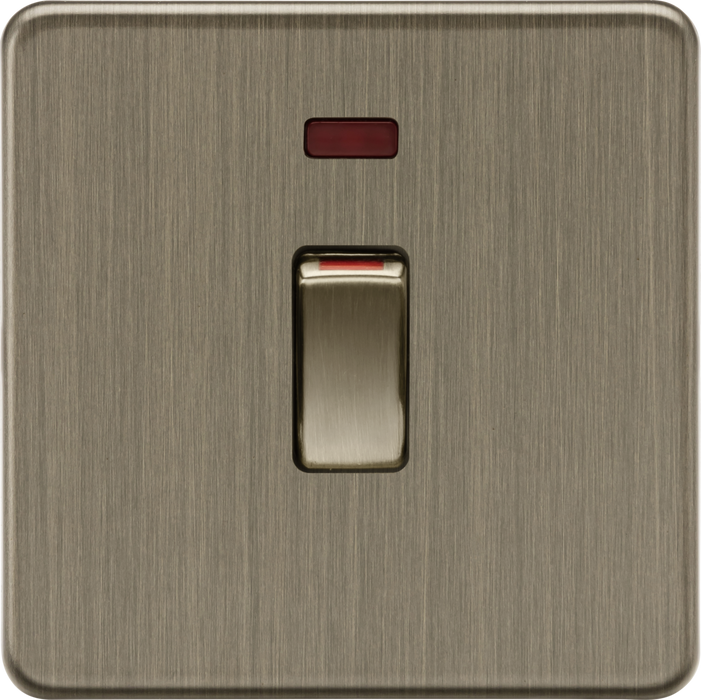 Knightsbridge SF81MNAB 45A 1G DP switch with neon - Antique Brass