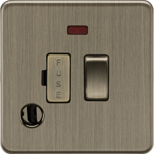 Knightsbridge SF6300FAB 13A Switched Fused Spur with Neon and Flex Outlet - Antique Brass