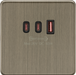Knightsbridge SF63WAB 1G Dual USB-C and USB-A Charger Plate [20V DC 63W] - Antique Brass