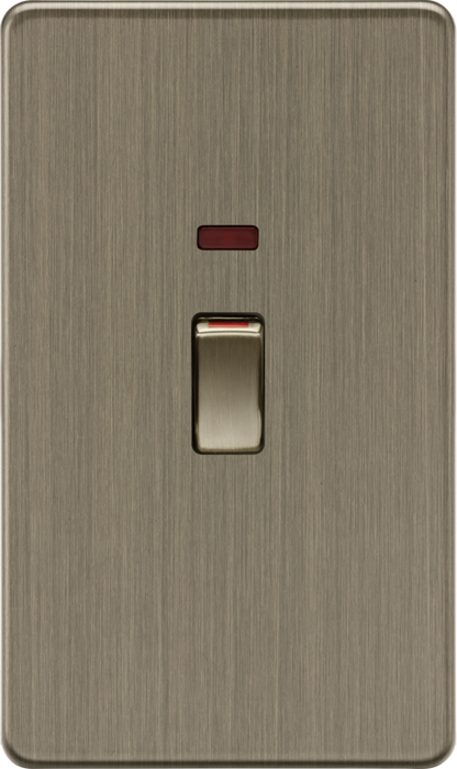 Knightsbridge SF82MNAB 45A 2G DP switch with neon - Antique Brass