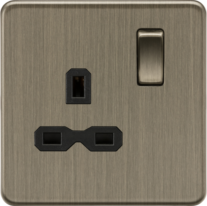 Knightsbridge SFR7000AB 13A 1G DP Switched Socket - Antique Brass
