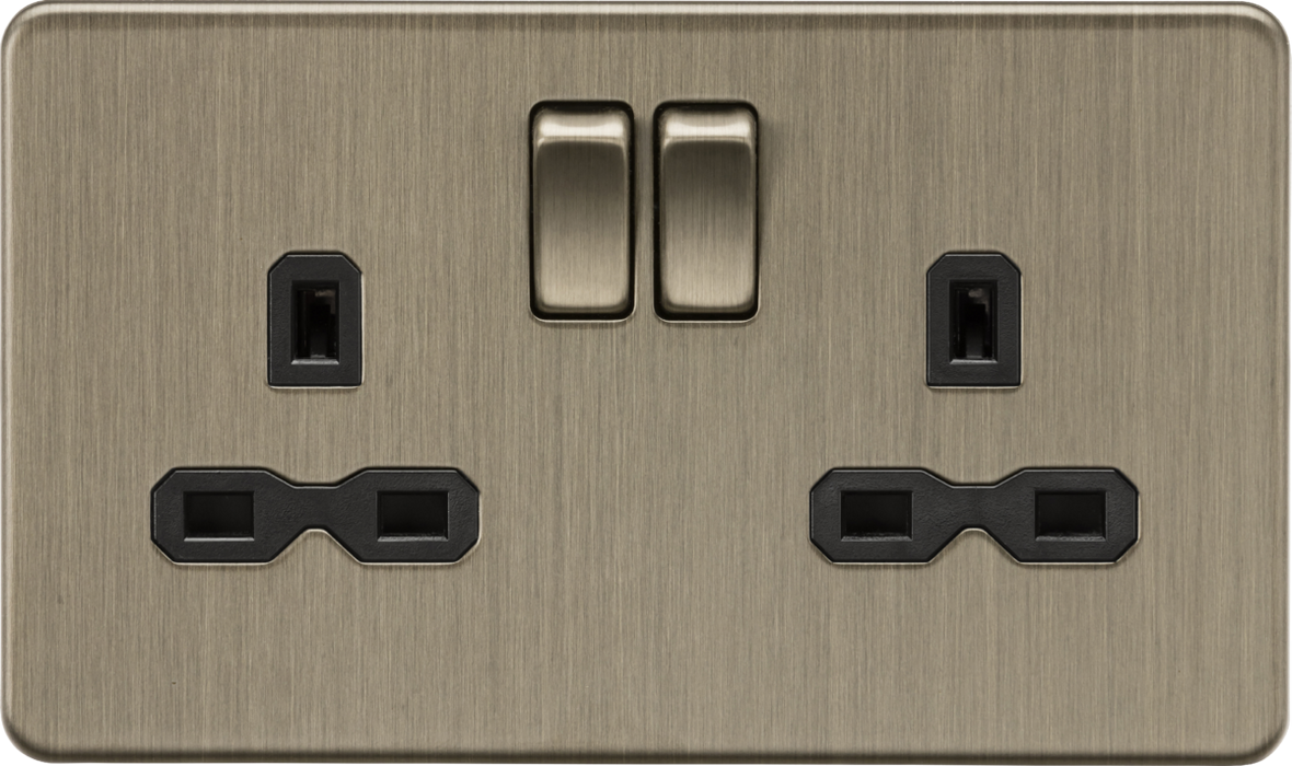 Knightsbridge SFR9000AB 13A 2G DP Switched Socket - Antique Brass