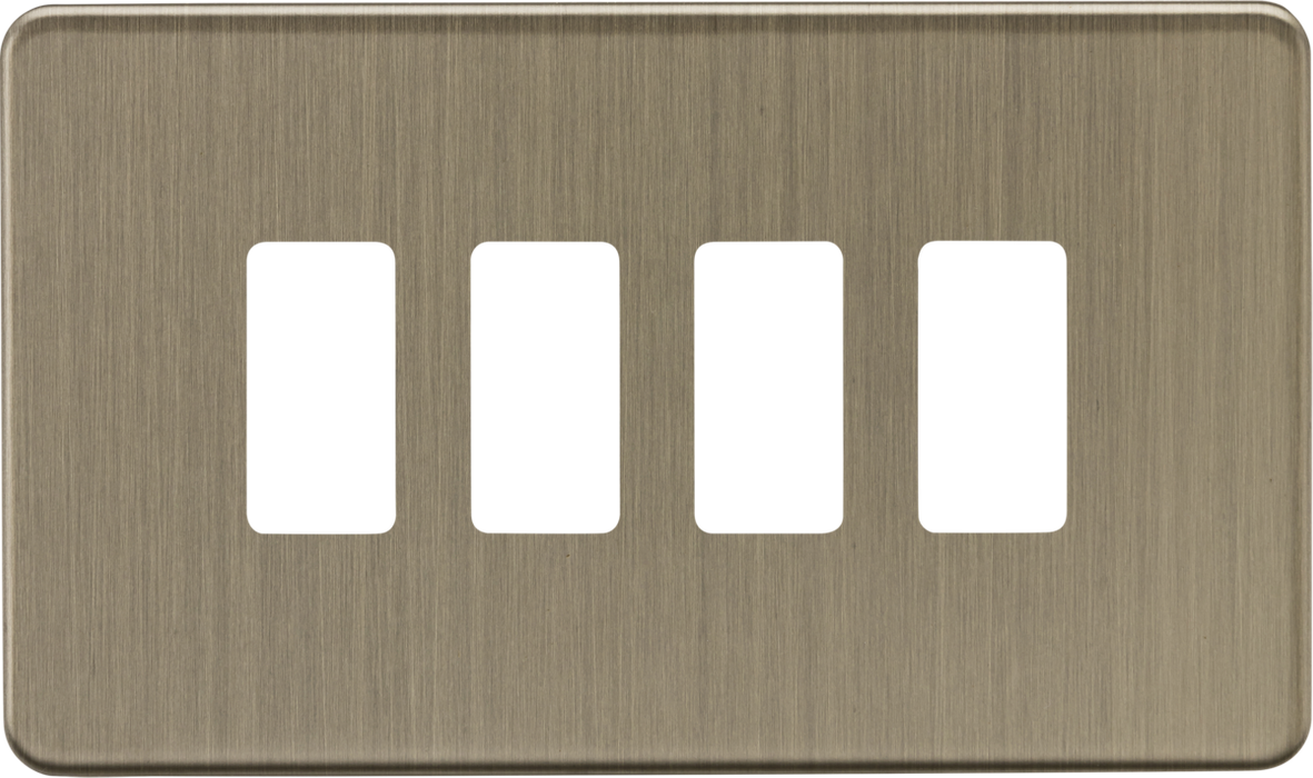 Knightsbridge GDSF004AB 4G Grid Faceplate - Antique Brass
