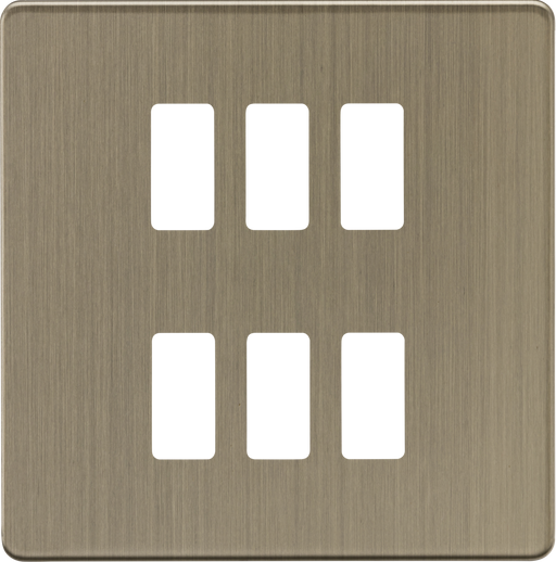 Knightsbridge GDSF006AB 6G Grid Faceplate - Antique Brass