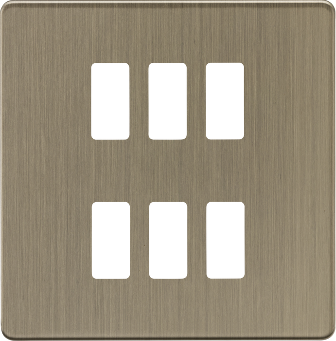 Knightsbridge GDSF006AB 6G Grid Faceplate - Antique Brass