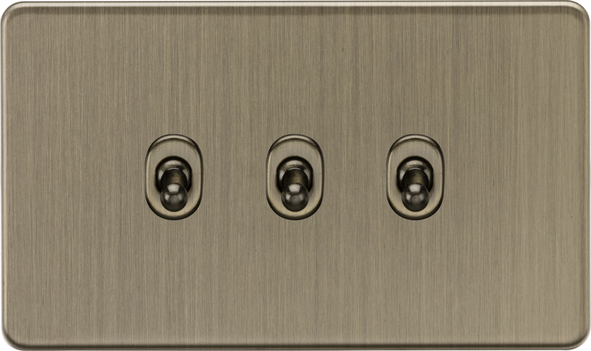 Knightsbridge SF3TOGAB 10AX 3G 2-way Toggle Switch - Antique Brass