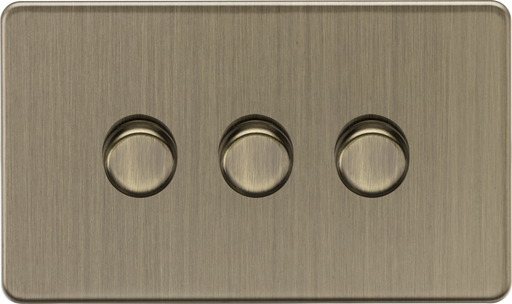 Knightsbridge SF2193AB 3G 2-way 10-200W (5-150W LED) Intelligent dimmer - Antique Brass