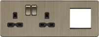 Knightsbridge SFR192LAB 13A 2G DP Socket + 2G Modular Combination Plate - Antique Brass