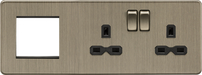Knightsbridge SFR192RAB 13A 2G DP Socket + 2G Modular Combination Plate - Antique Brass