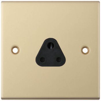Selectric 5M Satin Brass 1 Gang 2A Round Pin Socket with Black Insert