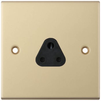 Selectric 5M Satin Brass 1 Gang 2A Round Pin Socket with Black Insert
