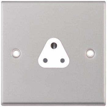 Selectric 7M-Pro Satin Chrome 1 Gang 2A Round Pin Socket with White Insert