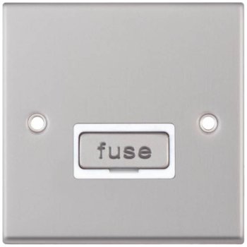 Selectric 7M-Pro Satin Chrome 13A Fused Connection Unit with White Insert