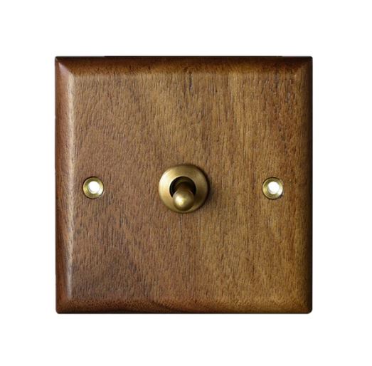Caradok 1 Gang 2 Way Walnut Wood Toggle Switch Toggle Switch Caradok - Sparks Warehouse