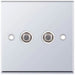 Selectric 7M-Pro Polished Chrome 2 Gang Satellite Socket with White Insert