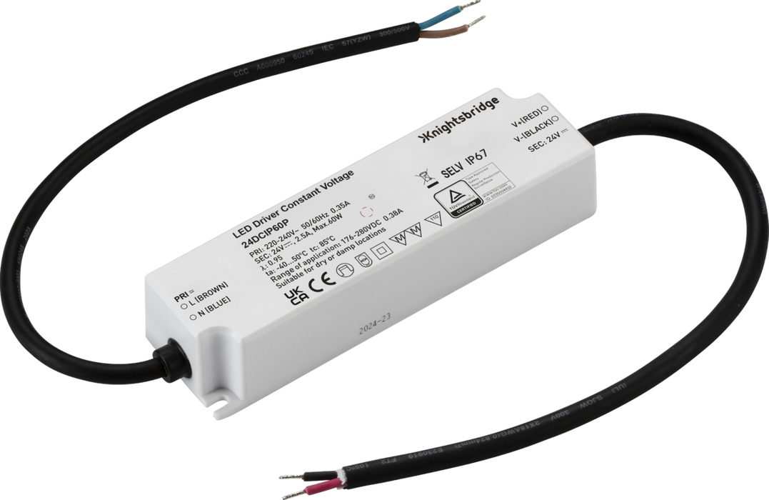 Knightsbridge 24DCIP60P 24V IP67 60W DC LED Driver - Constant Voltage