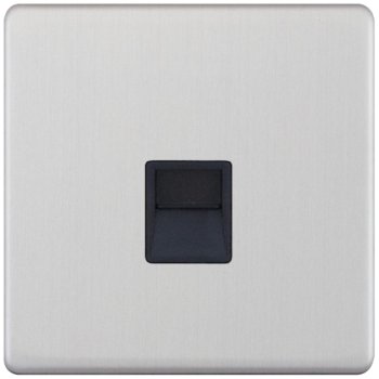 Selectric 5M-Plus Satin Chrome 1 Gang Telephone Secondary Socket with Black Insert