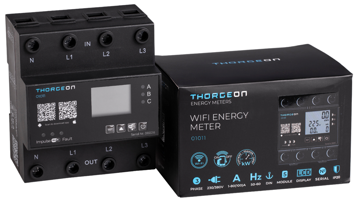 Thorgeon - 01011 3-phase WIFI ENERGY METER 80(100A) 3P DIN IP20