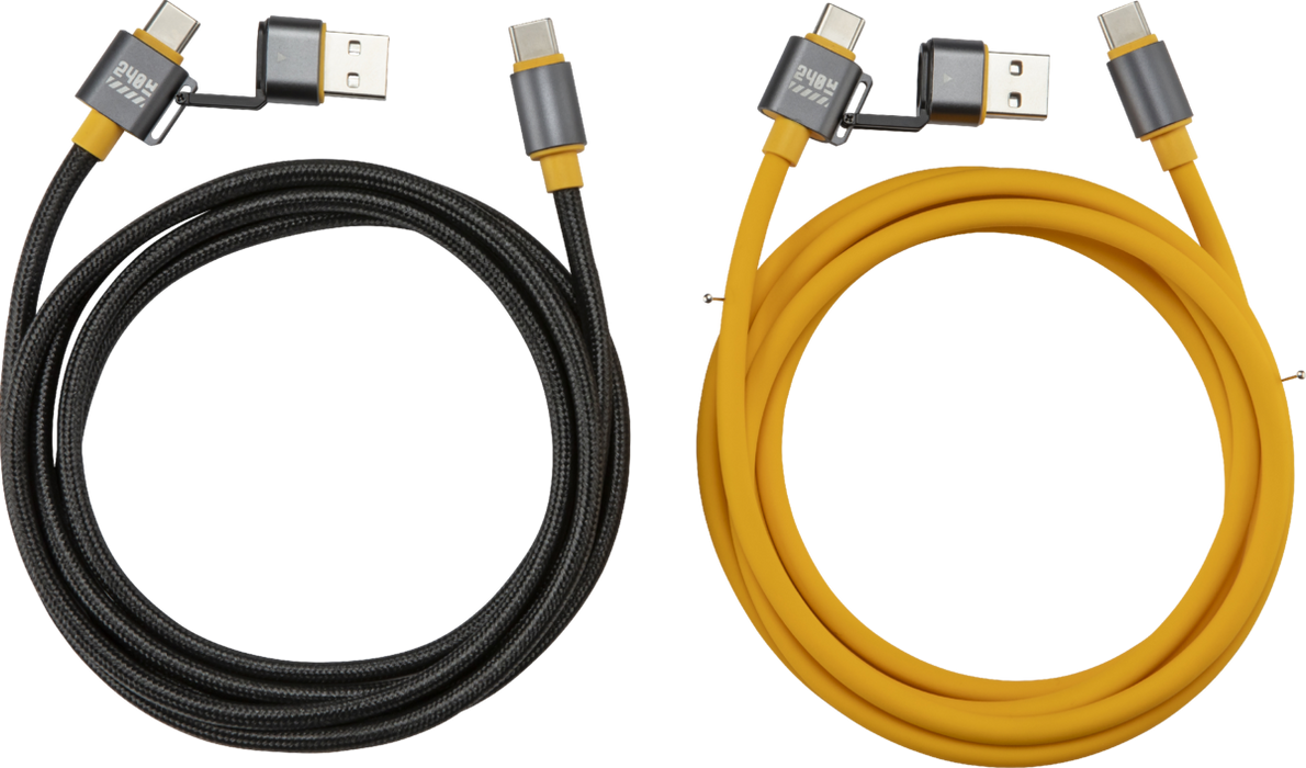 Knightsbridge AV240WPK Twin Pack of Tradesmen's 2-in-1 240W Rated USB Charging cables 1.5m