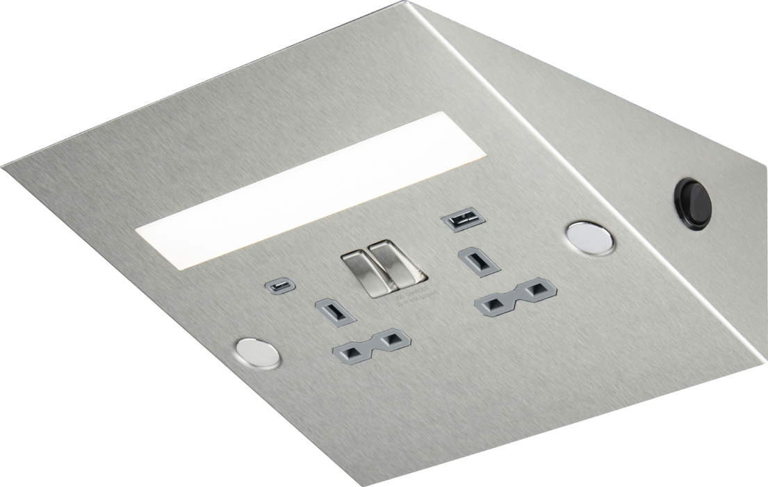 Knightsbridge SKR94L 13A 2G SP Under Cabinet Socket with Dual USB A+C and Built In 5W LED Strip Light