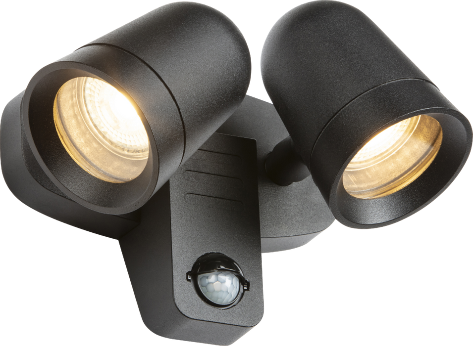 Knightsbridge NESGUPIR Neso 230V IP54 GU10 Twin Security Spotlights with PIR