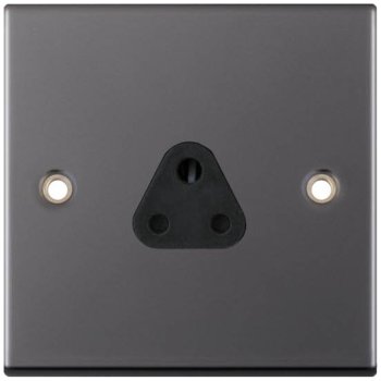 Selectric 5M Black Nickel 1 Gang 2A Round Pin Socket with Black Insert