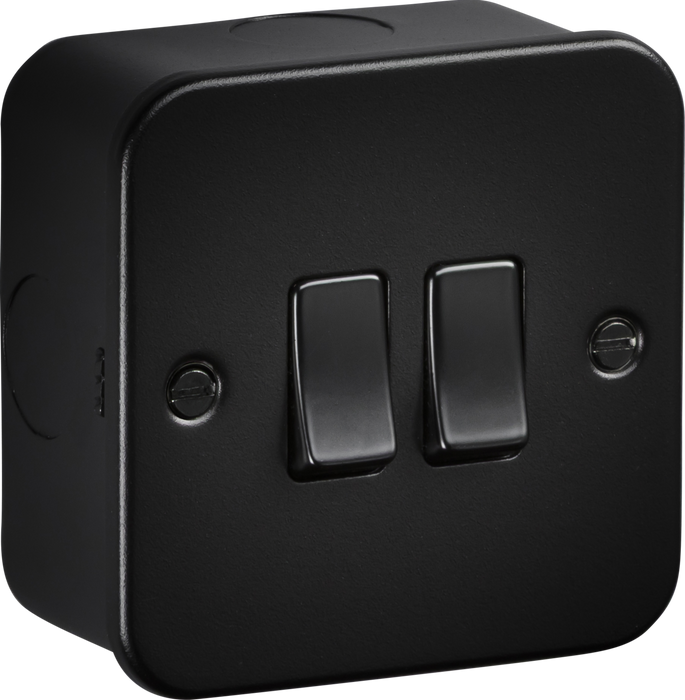 Knightsbridge M3000TB Metalclad 10AX 2G 2-way Switch - Textured Sand Black Finish