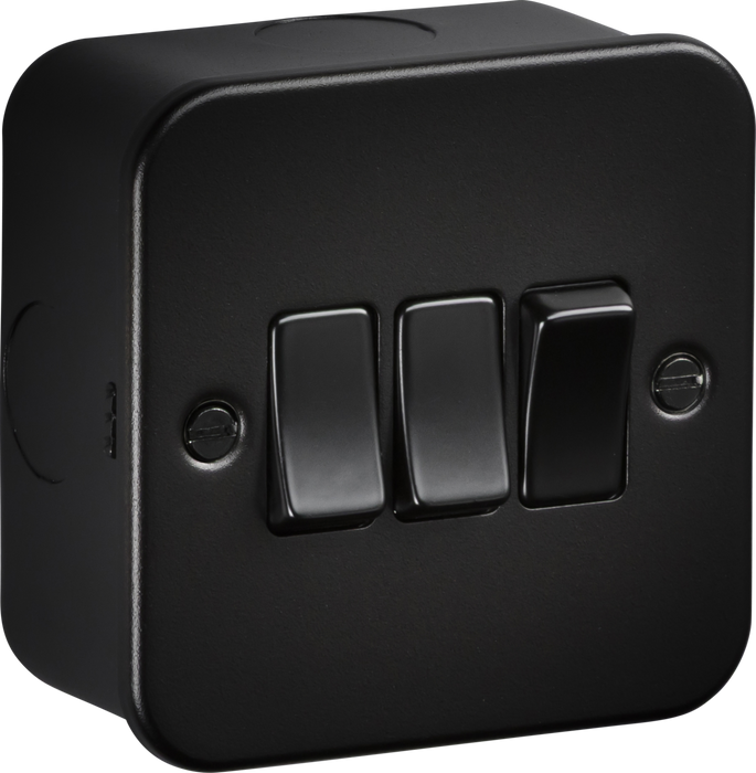Knightsbridge M4000TB Metalclad 10AX 3G 2-way Switch - Textured Sand Black Finish