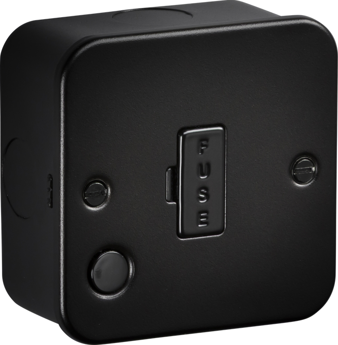 Knightsbridge M6000FTB Metalclad 13A Unswitched Fused Spur with Flex Outlet - Textured Sand Black Finish