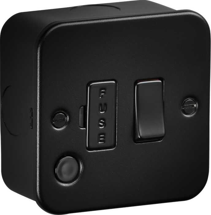 Knightsbridge M6300FTB Metalclad 13A Switched Fused Spur with Flex Outlet - Textured Sand Black Finish