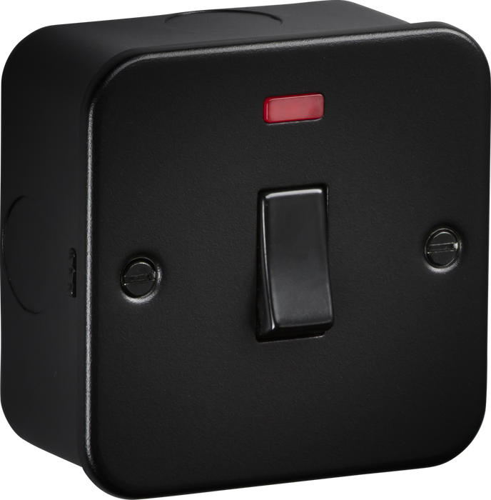 Knightsbridge M8331NTB Metalclad 45A 1G DP Switched with Neon - Textured Sand Black Finish