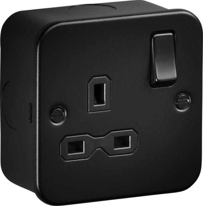 Knightsbridge MR7000TB Metalclad 13A 1G DP Switched Socket - Textured Sand Black Finish