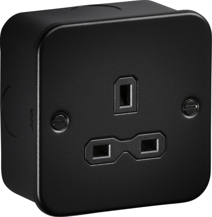 Knightsbridge MR7000UTB Metalclad 13A 1G Unswitched Socket - Textured Sand Black Finish