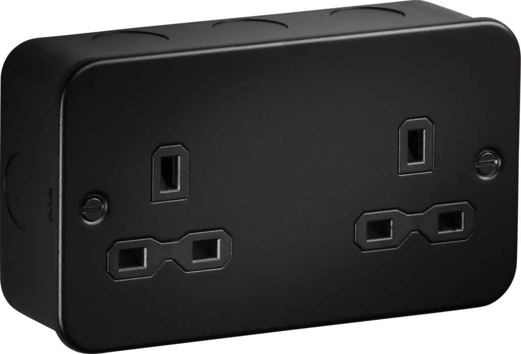 Knightsbridge MR9000UTB Metalclad 13A 2G Unswitched Socket - Textured Sand Black Finish