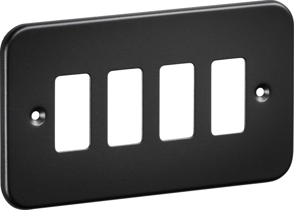 Knightsbridge GDFP004TB 4G Metalclad Grid Faceplate - Textured Sand Black Finish