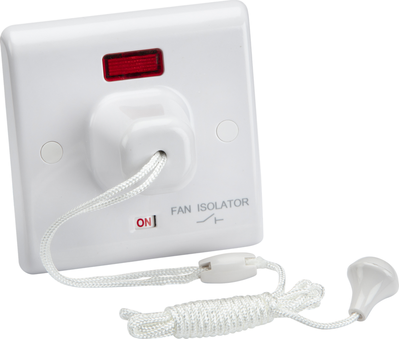 Knightsbridge SN8311N 10A Fan Isolator Pull Cord Switch with Neon and Mechanical Indicators