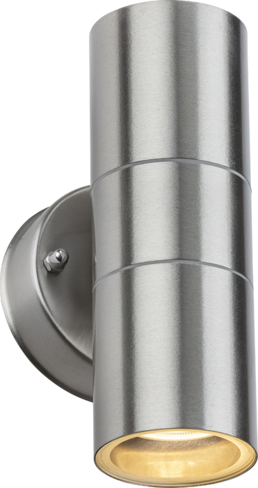Knightsbridge OBEX2BC 230V IP55 GU10 Fixed Up/Down Wall Light - Brushed Chrome
